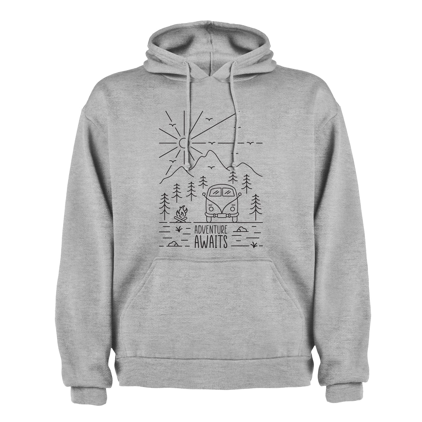 VW Camper Van Adventure Awaits into the mountains Mens/Unisex Hoodie