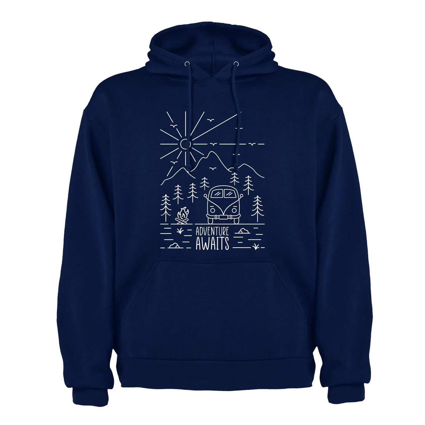VW Camper Van Adventure Awaits into the mountains Mens/Unisex Hoodie